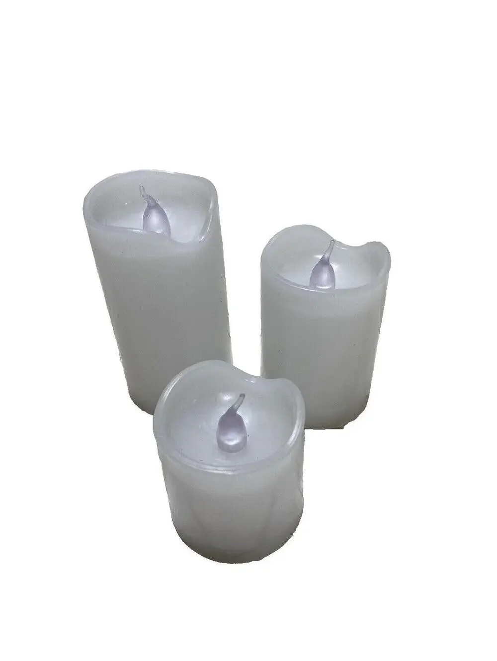 3 Piece White Pillar Style Battery LED Candle Set Flameless Decorative Lights